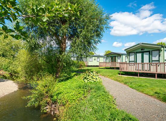 Riverside holiday lodges on 5 star holiday park in Herefordshire