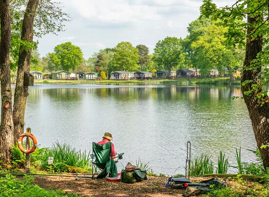 Spring sunshine fishing at Pearl Lake Country Holiday Park