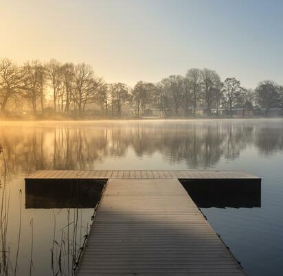 Along the jetty at sunrise, Pearl Lake