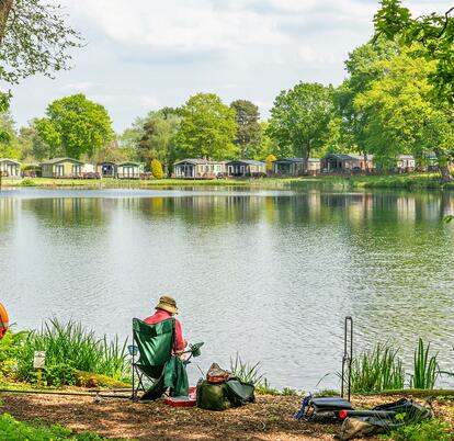 Spring sunshine fishing at Pearl Lake Country Holiday Park